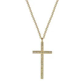 18K Gold Diamond Pave Cross Pendant