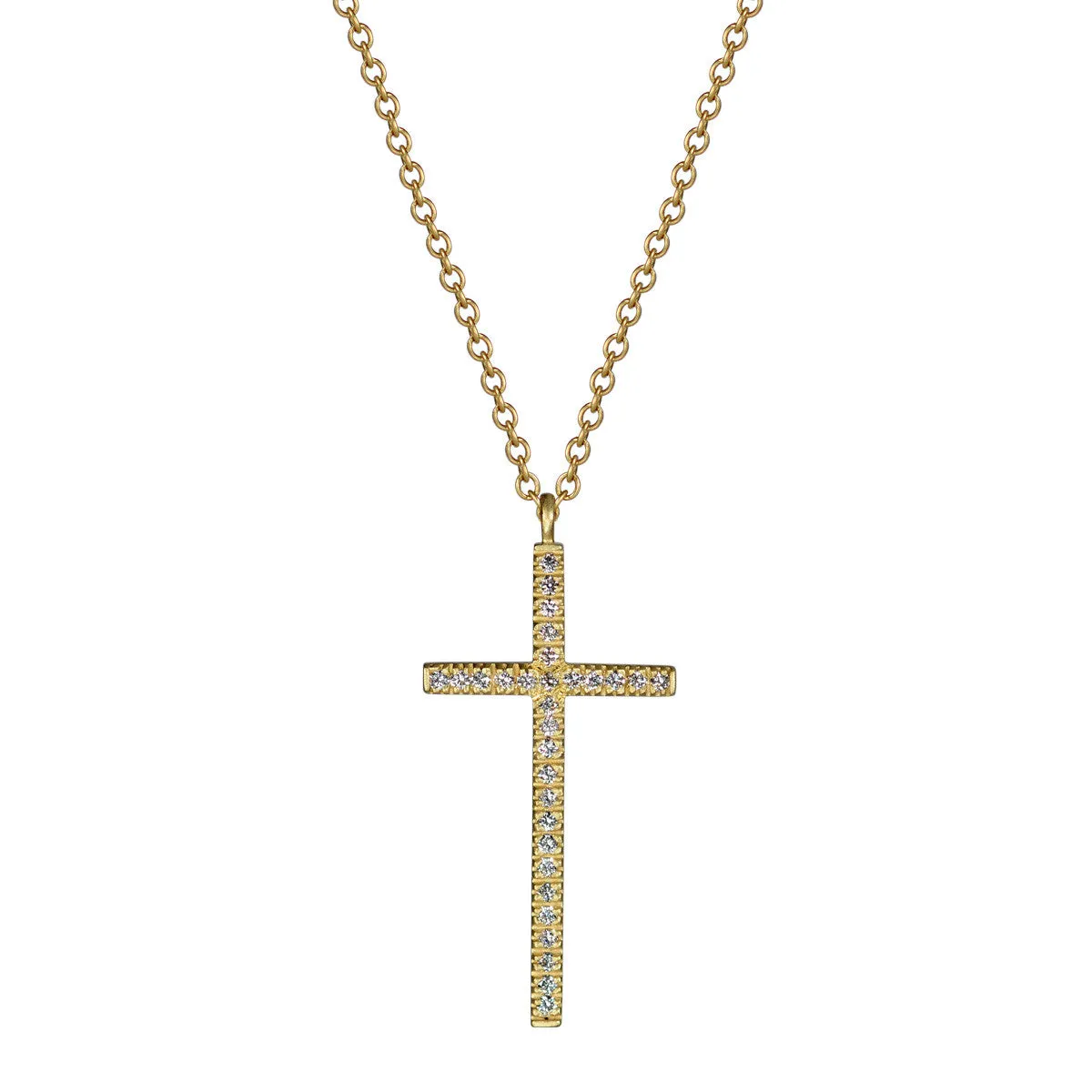 18K Gold Diamond Pave Cross Pendant