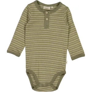 Body Placket LS - heather green stripe