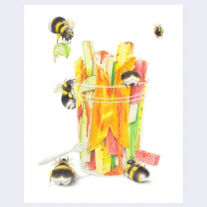 Cassia Lupo - "Fruit Cart Bumble Bees" 8x10" Art Print - Fruits & Veggies Show 2023