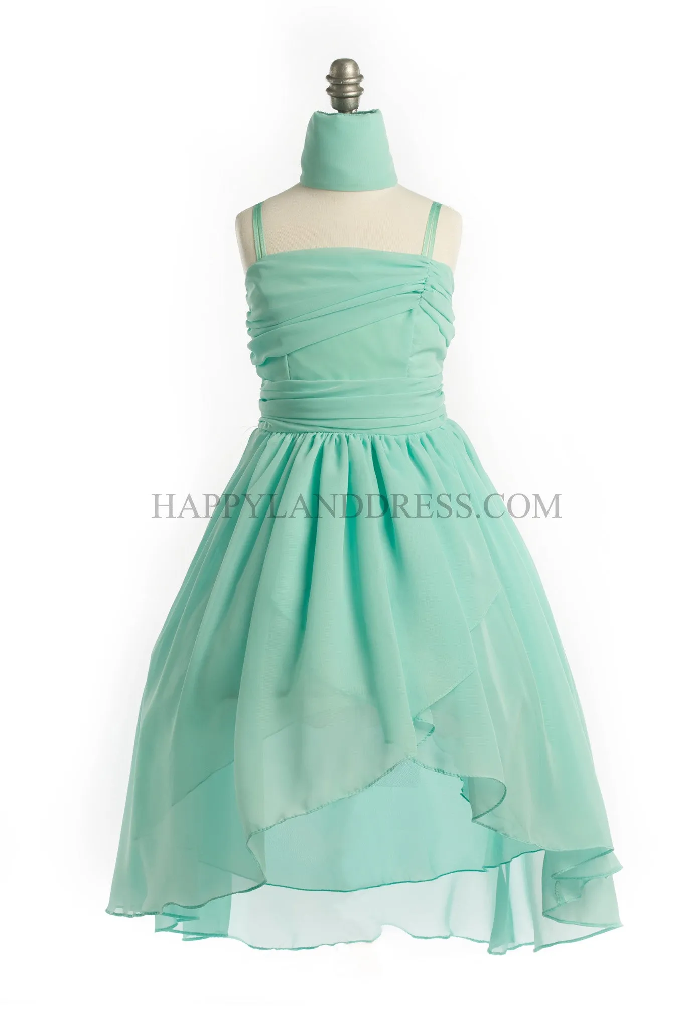 D3410 Chiffon Spaghetti Strap Hi-Lo Dress (7 Diff. Colors)