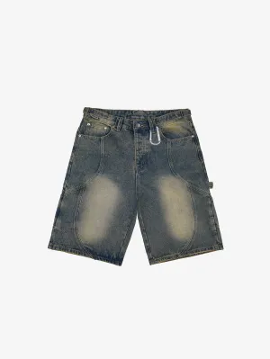 DARK BLUE WASHED DENIM JORTS "V2"