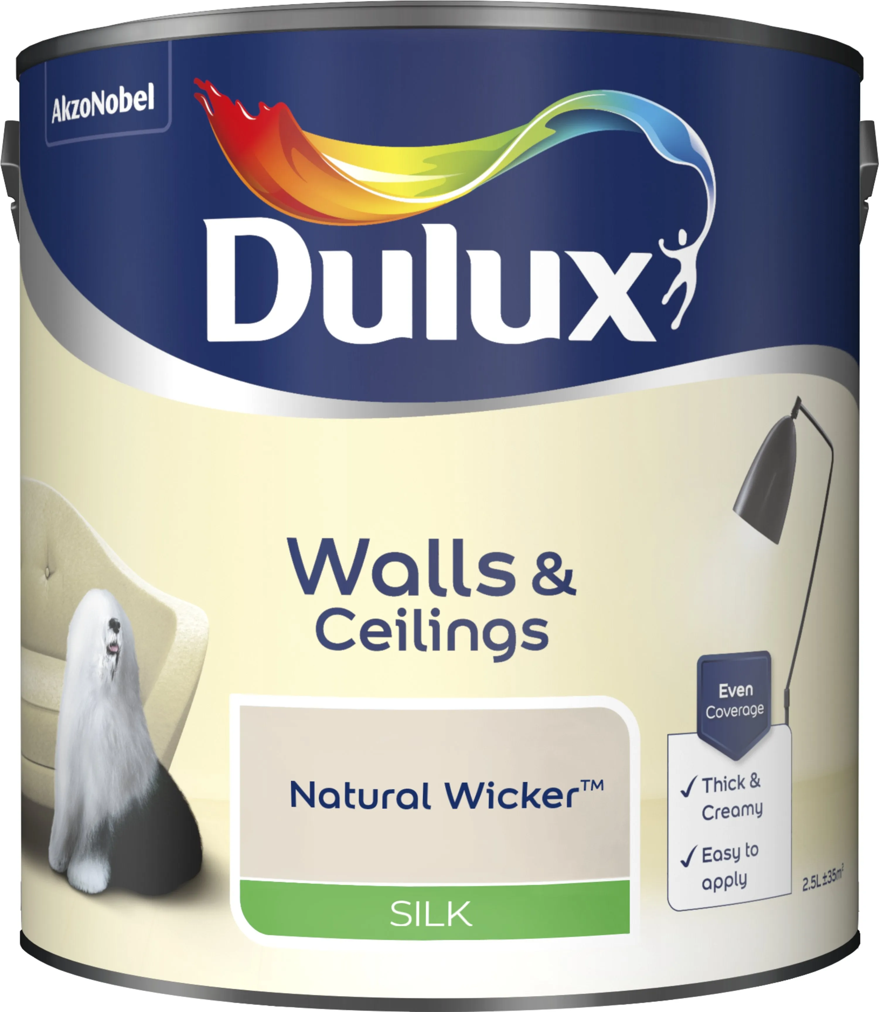 Dulux Silk Emulsion Paint For Walls And Ceilings - Natural Wicker 2.5L