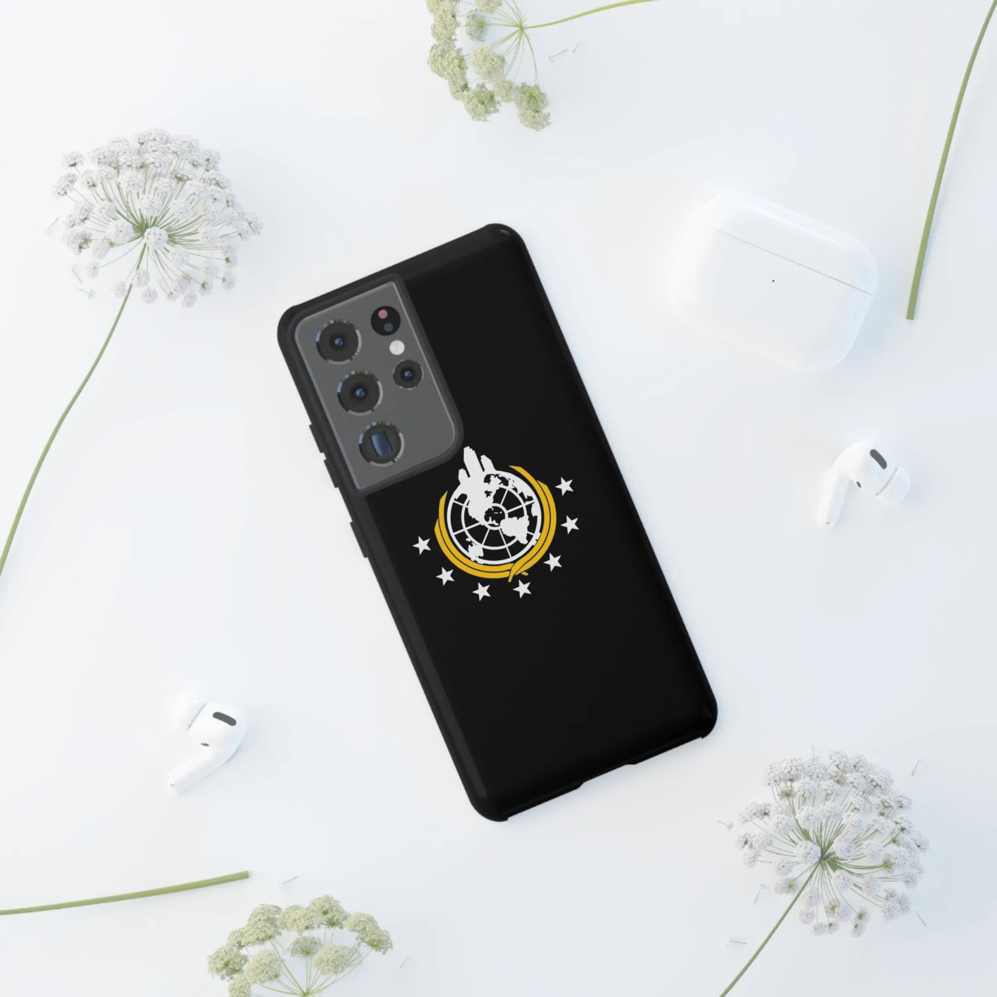 Helldivers 2 Superearth Flag Black Edition Tough Phone Cases Helldiver Gift For Him Her Gamer Game Gifts Birthday Mobile Case Cool Cute Funny Christmas Valentine's