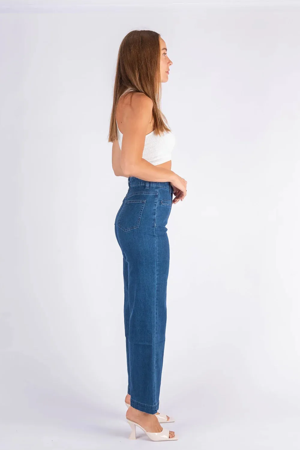 High Waist Wide Leg Jean - Denim