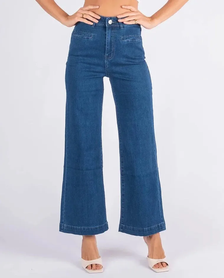 High Waist Wide Leg Jean - Denim