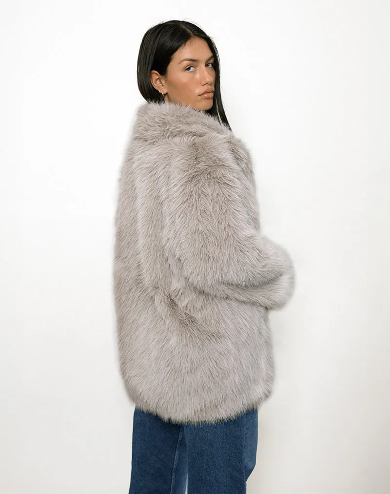 Lupita Jacket in Faux Fur Taupe