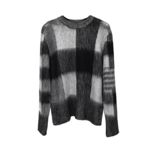 Pre Order:  Plaid Long Sleeves Mohair Sweater