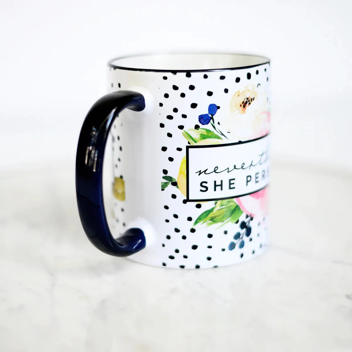 "Nevertheless She Persisted" Floral Mug