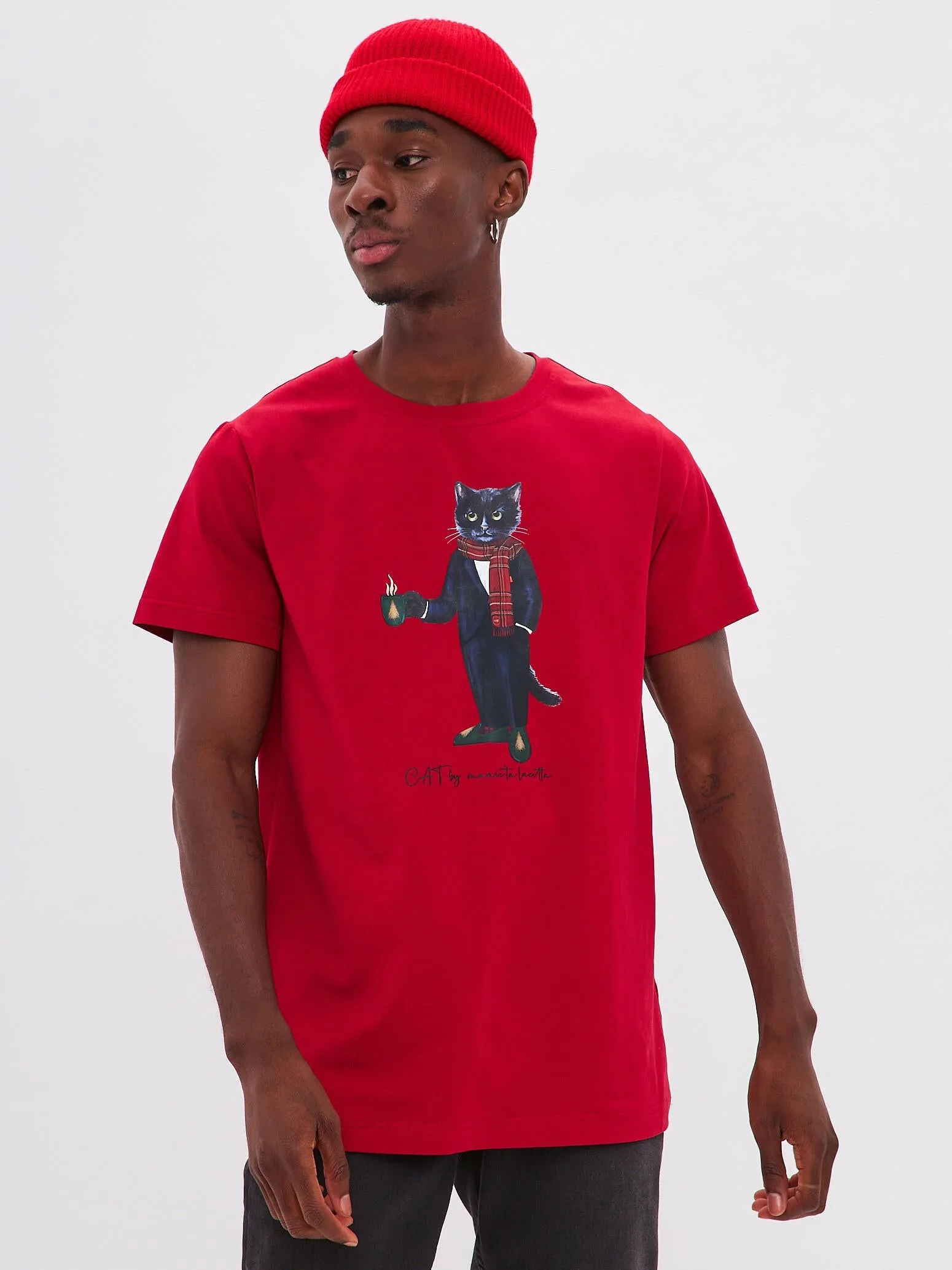 Red Printed T-shirt NEW YEAR CAT