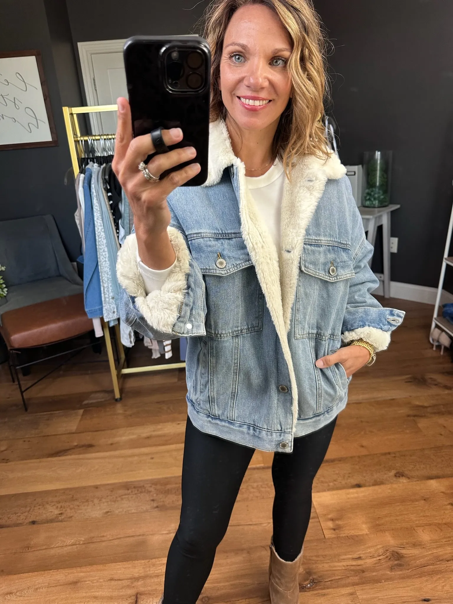 The Cecelia Sherpa Lined Denim Jacket