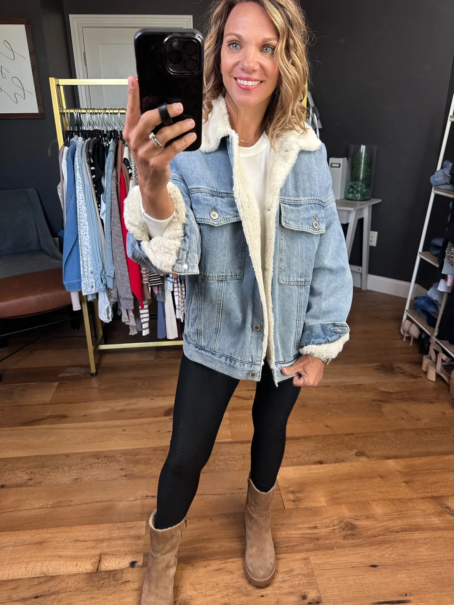 The Cecelia Sherpa Lined Denim Jacket