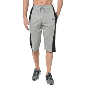 Vimal Jonney Cotton Blended Regular Fit Grey 3/4th Capri For Men